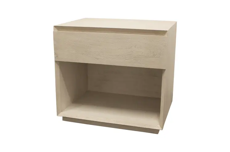 24" Natural Solid Wood Ribbed Texture One Drawer Nightstand