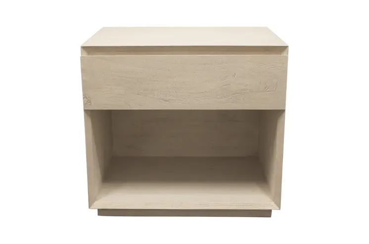 24" Natural Solid Wood Ribbed Texture One Drawer Nightstand