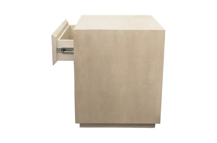 24" Natural Solid Wood Ribbed Texture One Drawer Nightstand