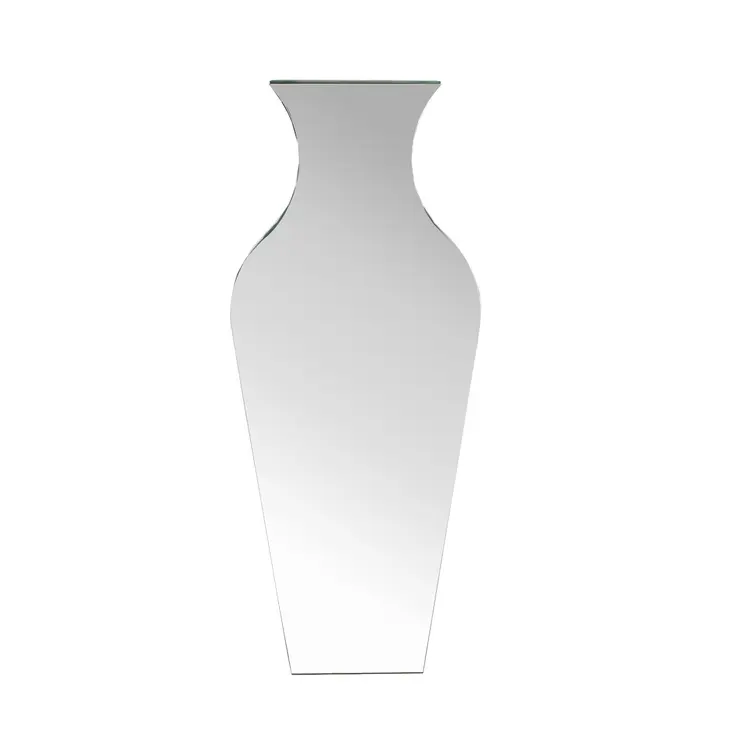 28" Silver Urn Mirrored Glass Floor Vase With Crystals