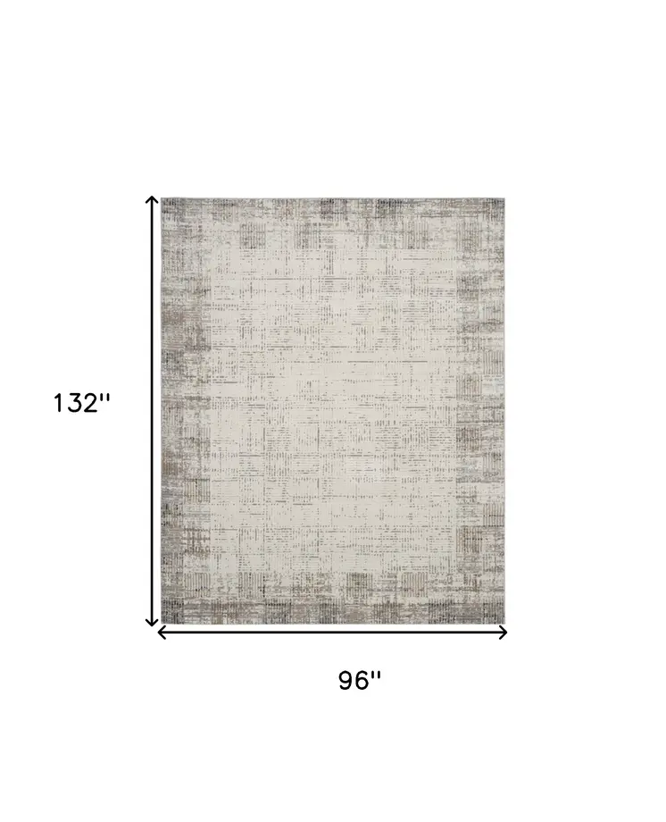 8' X 11' Ivory and Gray Abstract Area Rug
