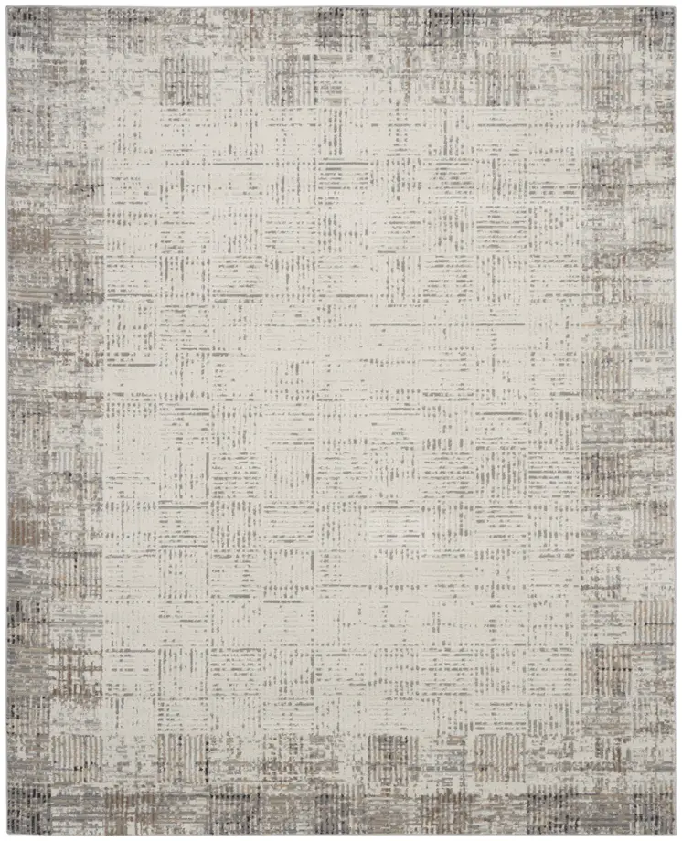 8' X 11' Ivory and Gray Abstract Area Rug