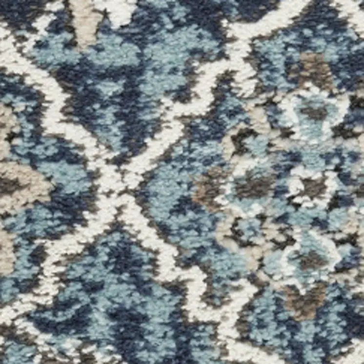 8' X 10' Blue Floral Power Loom Area Rug