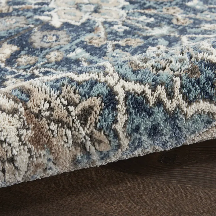 8' X 10' Blue Floral Power Loom Area Rug