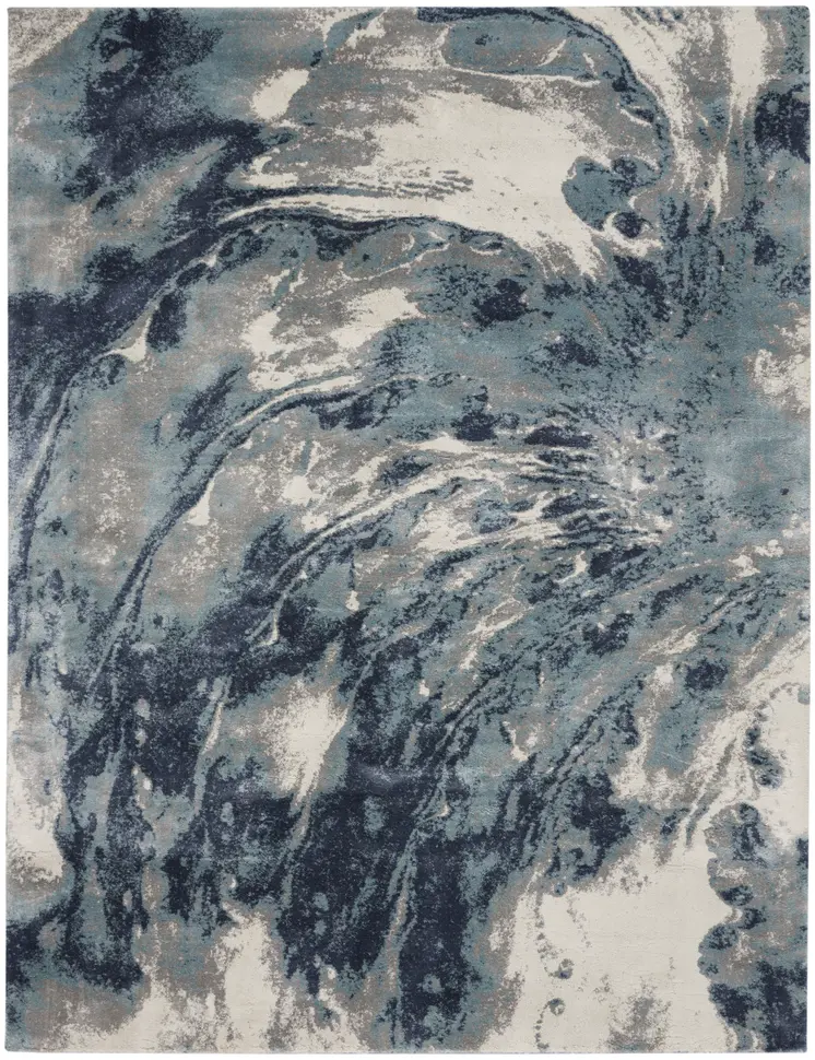 8' X 10' Blue Abstract Power Loom Area Rug