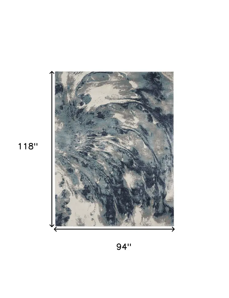 8' X 10' Blue Abstract Power Loom Area Rug