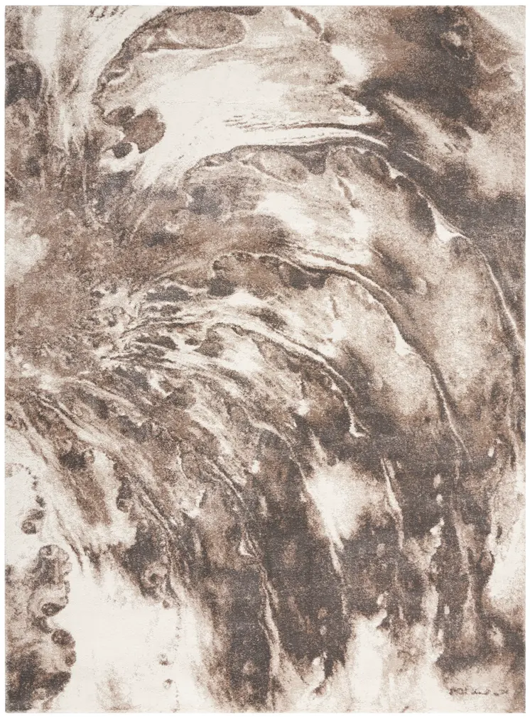 5' X 7' Tan Abstract Power Loom Area Rug