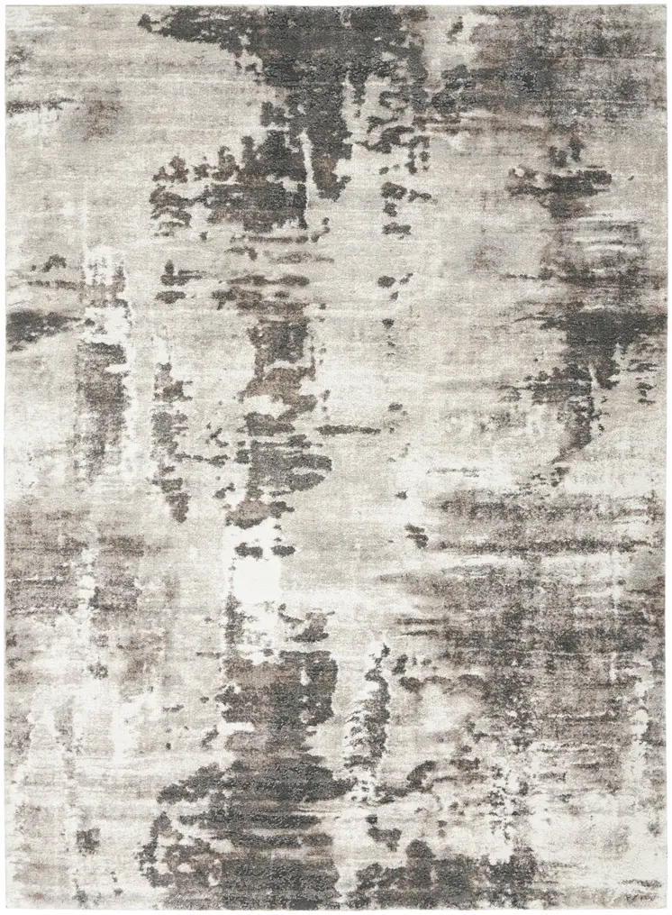5' X 7' Tan Abstract Power Loom Area Rug