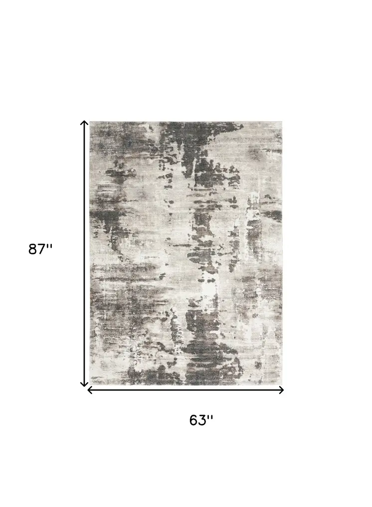 5' X 7' Tan Abstract Power Loom Area Rug
