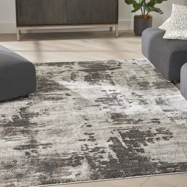 5' X 7' Tan Abstract Power Loom Area Rug