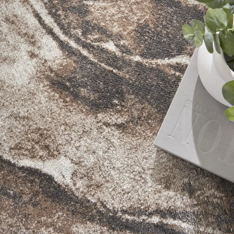 4' X 6' Tan Abstract Power Loom Area Rug
