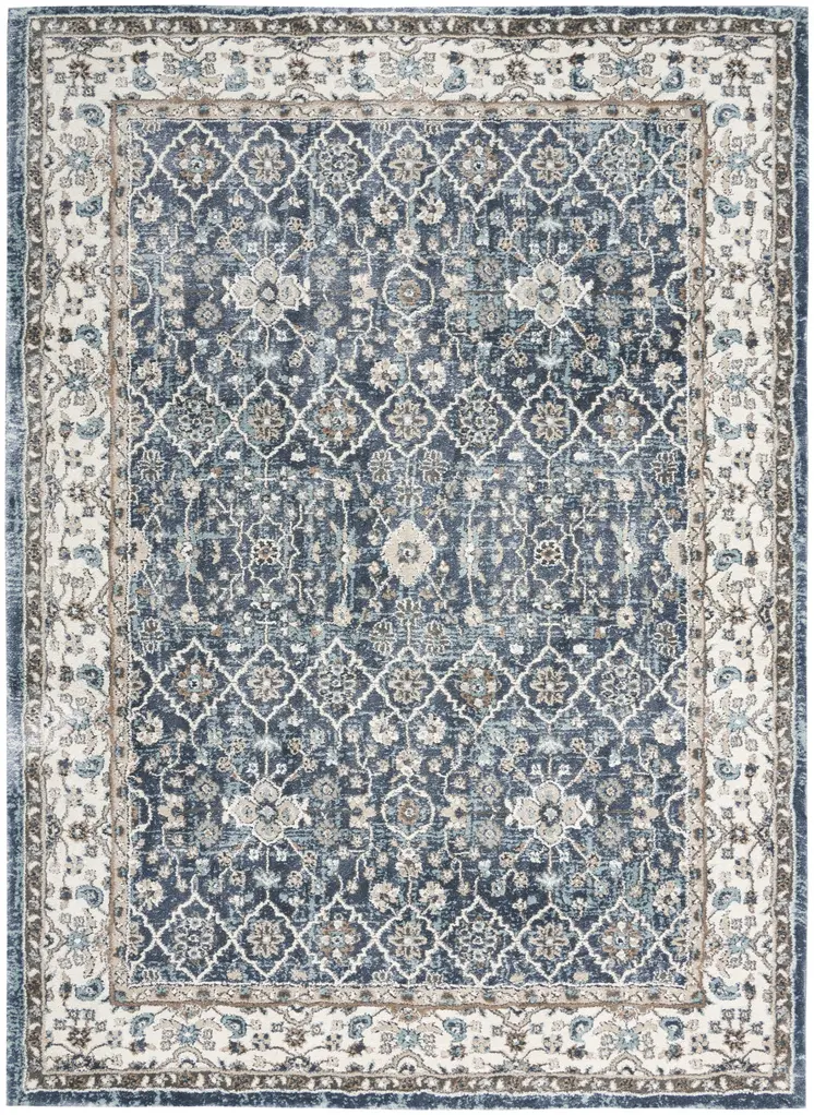 4' X 6' Blue Floral Power Loom Area Rug