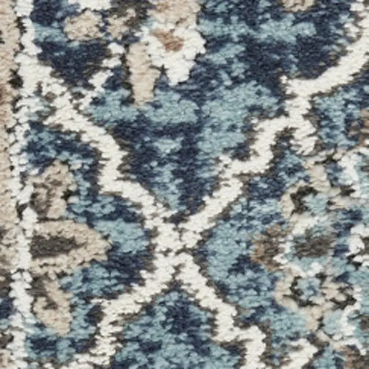 4' X 6' Blue Floral Power Loom Area Rug