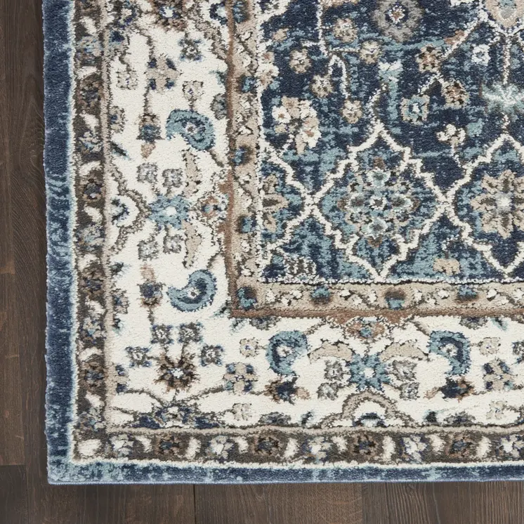 4' X 6' Blue Floral Power Loom Area Rug