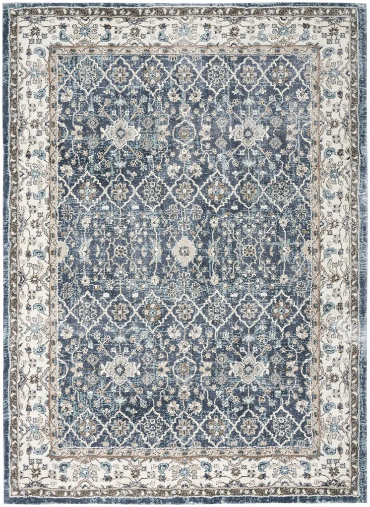 4' X 6' Blue Floral Power Loom Area Rug
