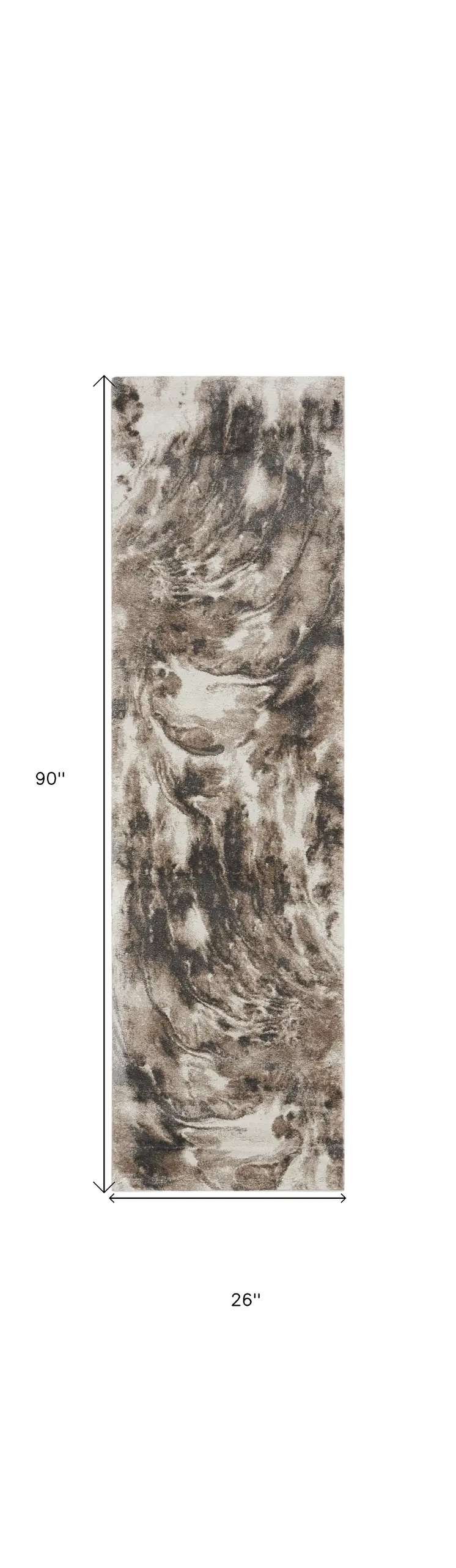 8' Tan Abstract Power Loom Runner Rug
