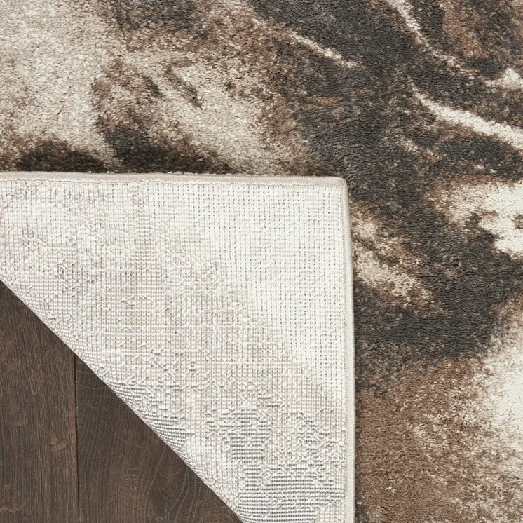 8' Tan Abstract Power Loom Runner Rug