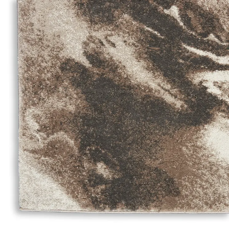 8' Tan Abstract Power Loom Runner Rug