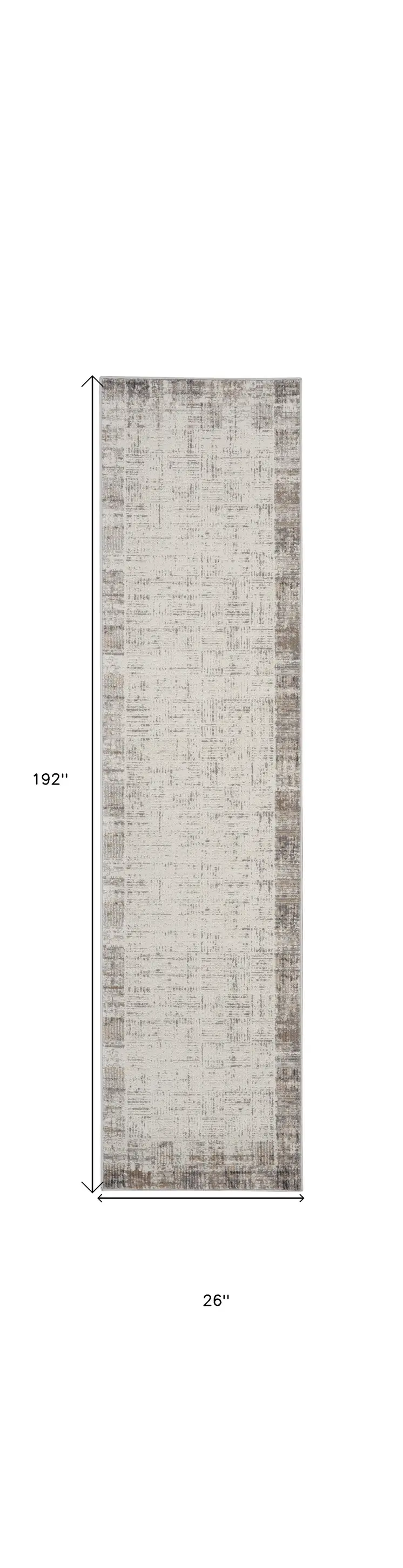 16' Ivory and Gray Abstract Runner Rug