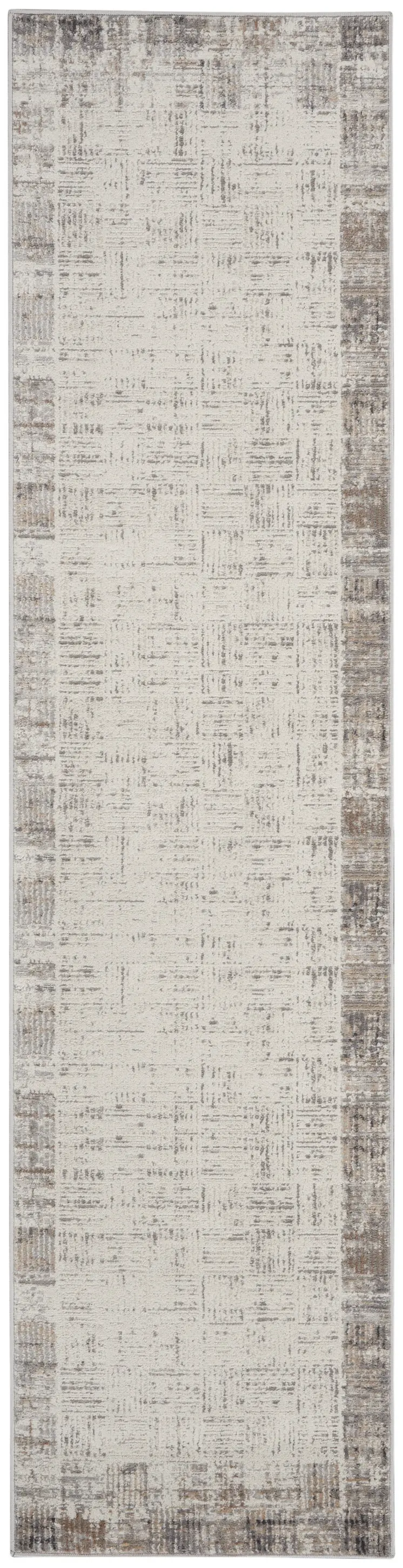 16' Ivory and Gray Abstract Runner Rug