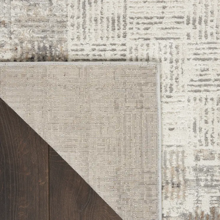 16' Ivory and Gray Abstract Runner Rug