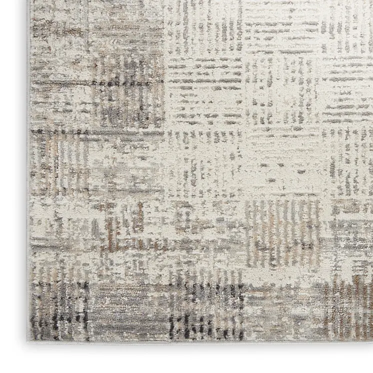 16' Ivory and Gray Abstract Runner Rug