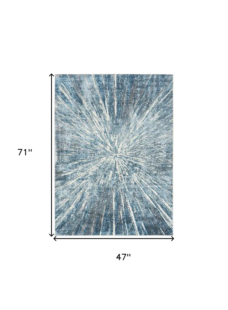 4' X 6' Blue Abstract Area Rug