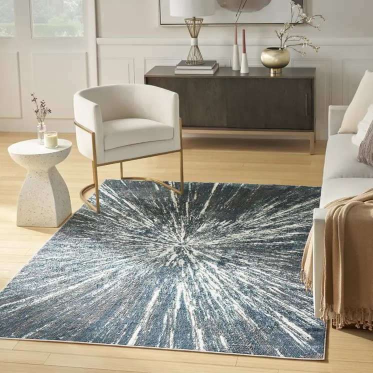 4' X 6' Blue Abstract Area Rug