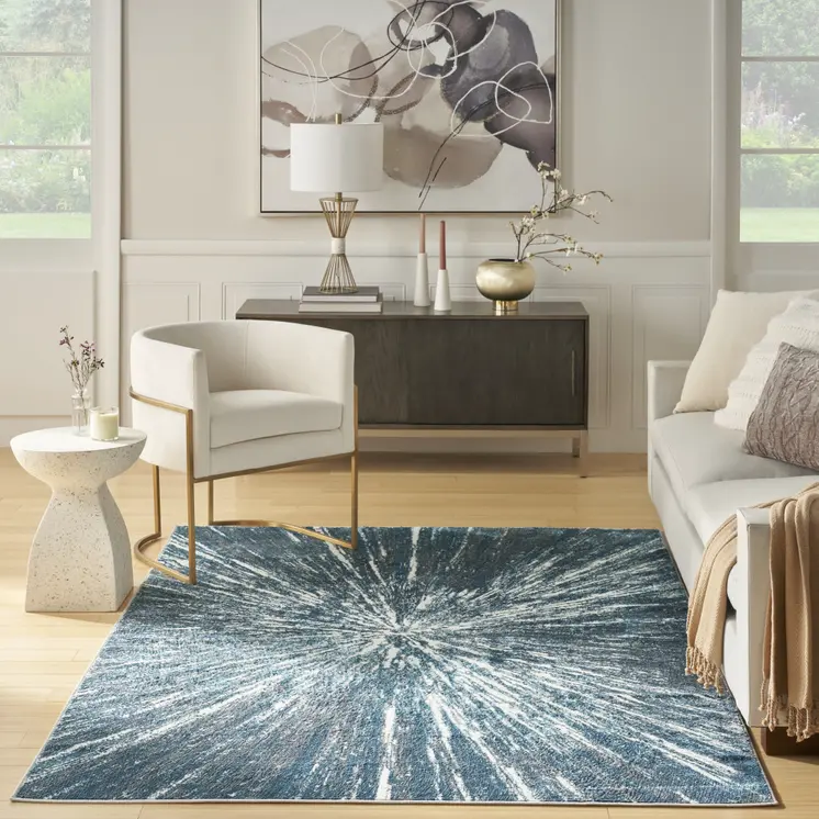 4' X 6' Blue Abstract Area Rug