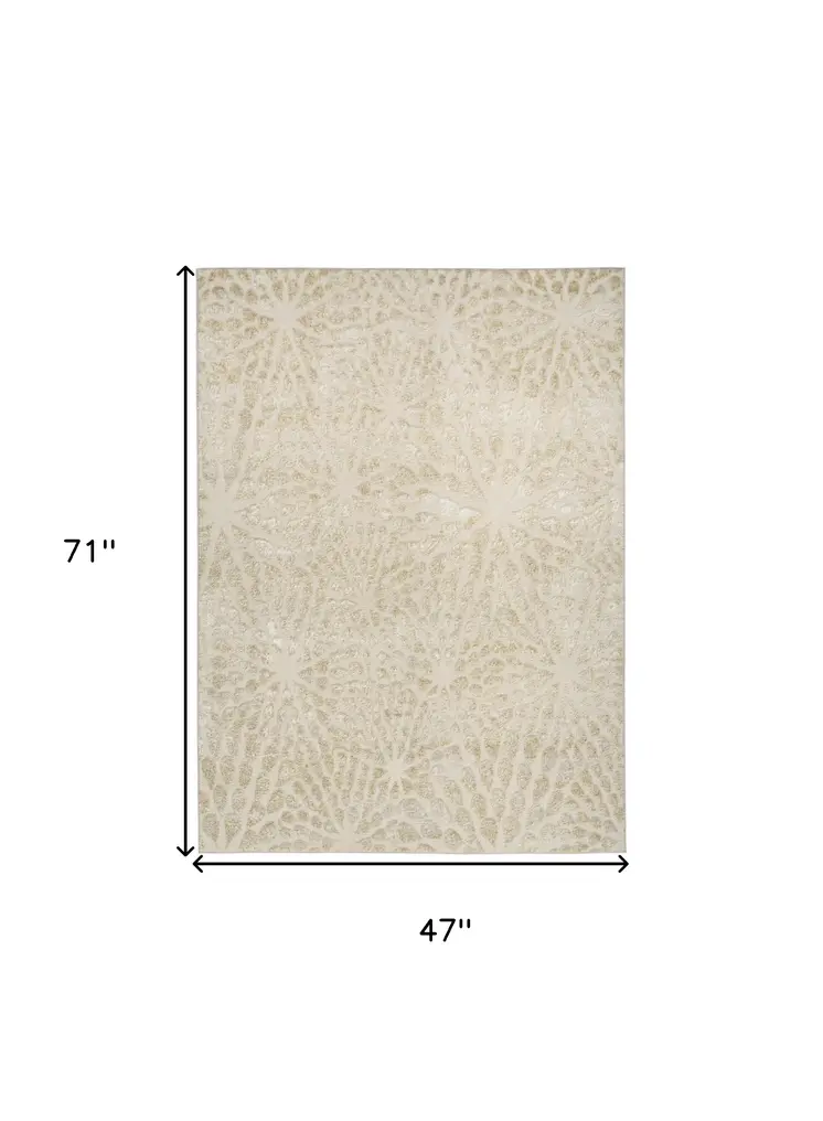 4' X 6' Ivory Abstract Area Rug