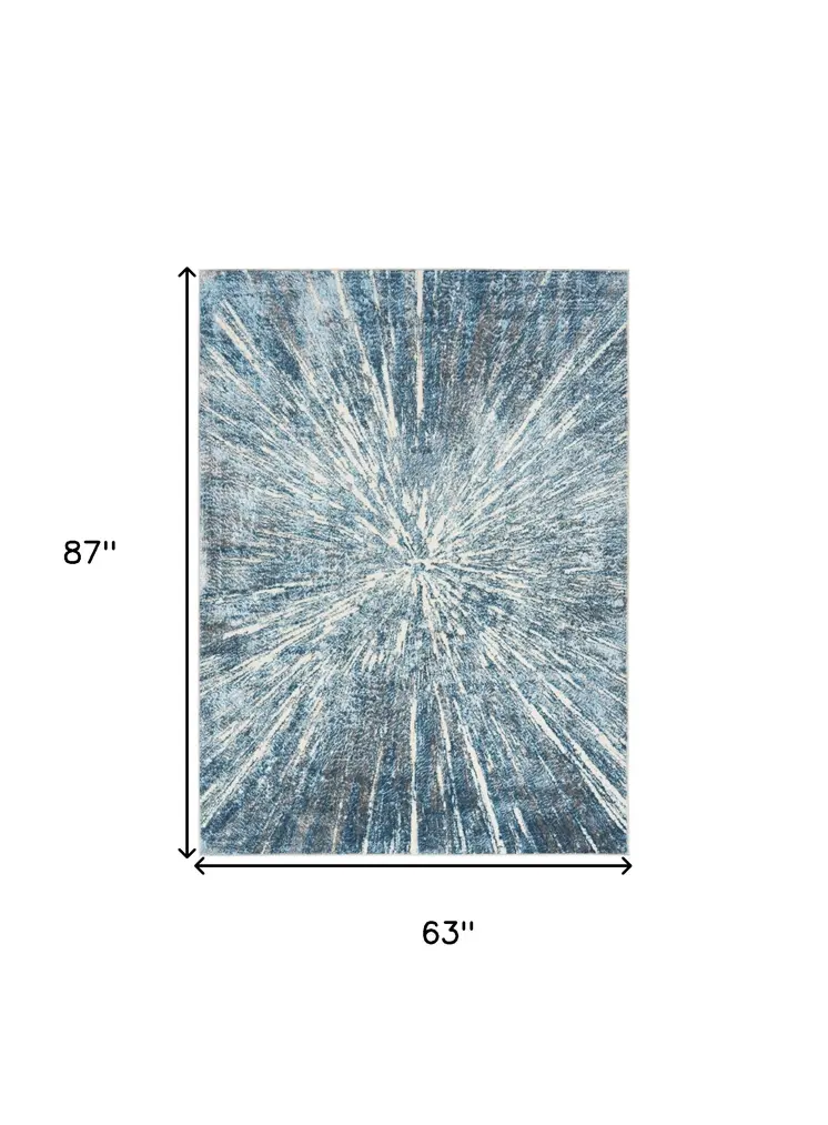 5' X 7' Blue Abstract Area Rug