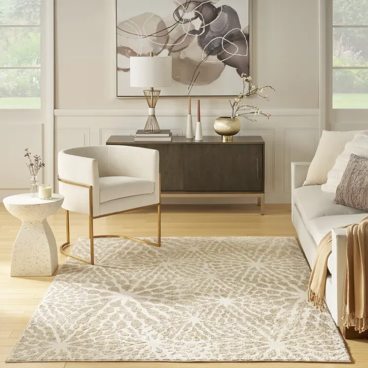 8' X 10' Ivory Abstract Area Rug