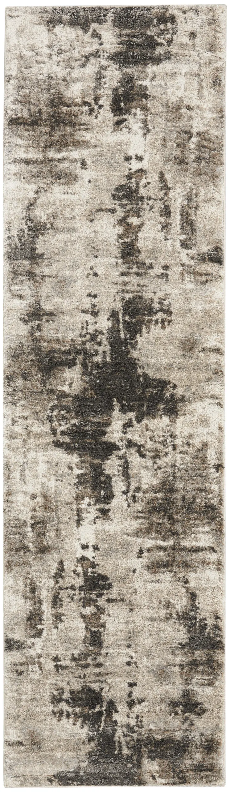 8' Tan Abstract Power Loom Runner Rug