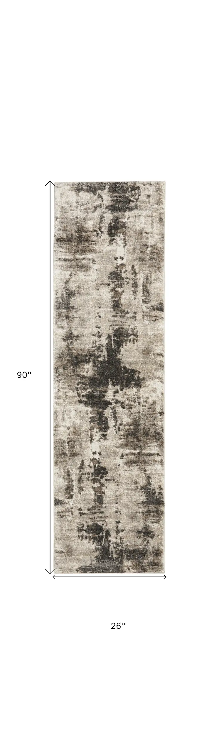 8' Tan Abstract Power Loom Runner Rug