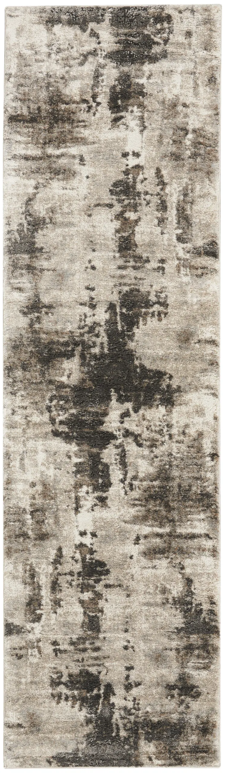 8' Tan Abstract Power Loom Runner Rug
