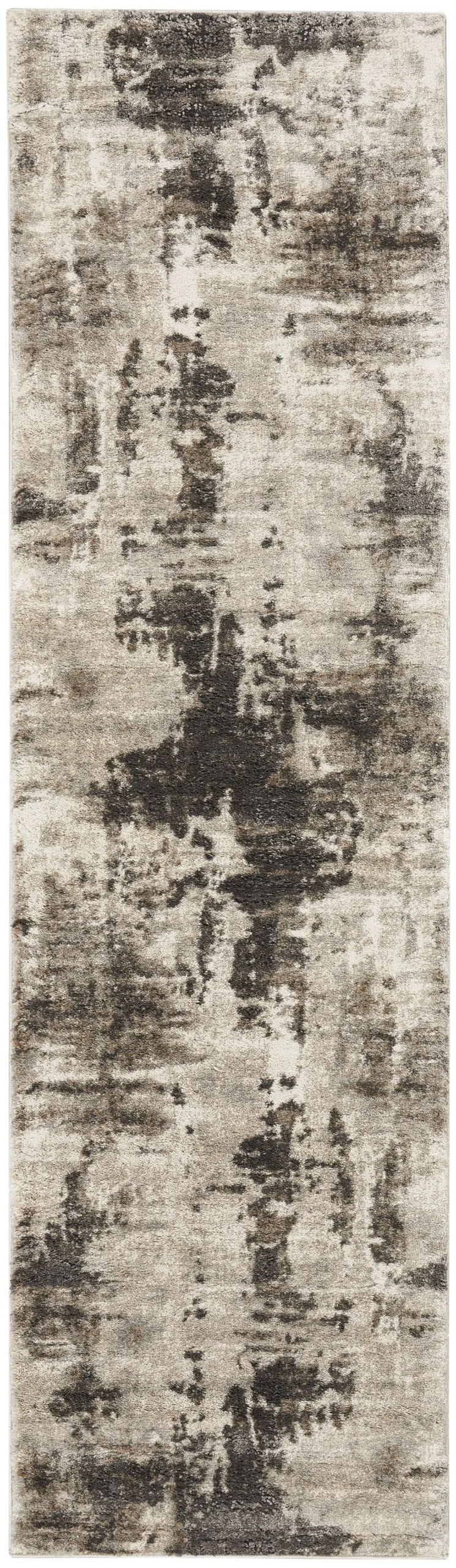 8' Tan Abstract Power Loom Runner Rug