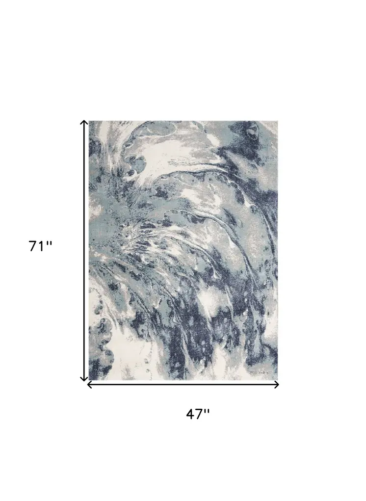 4' X 6' Blue Abstract Power Loom Area Rug