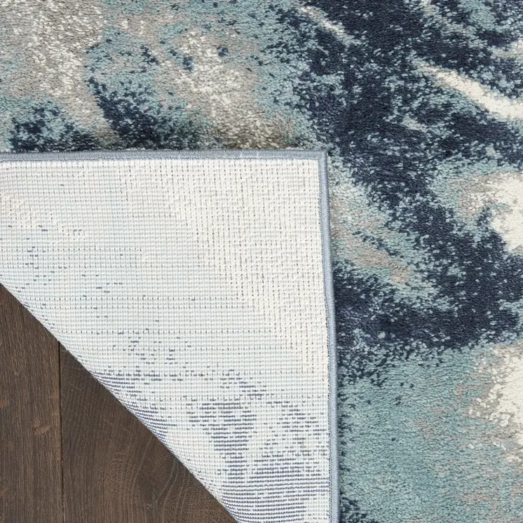 4' X 6' Blue Abstract Power Loom Area Rug