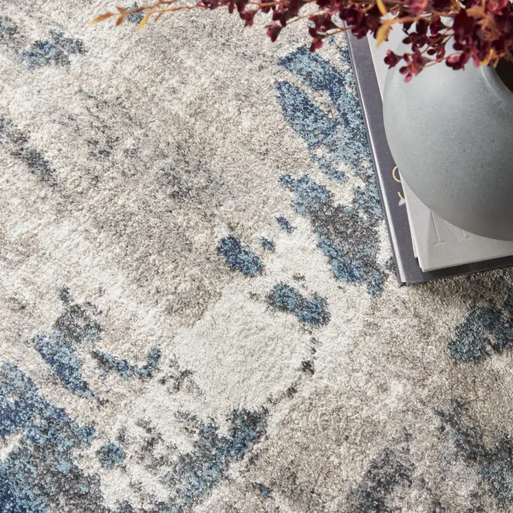 5' X 7' Blue Abstract Power Loom Area Rug
