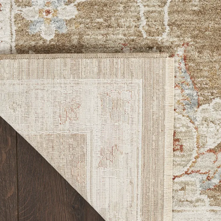 10' Brown Floral Power Loom Distressed Runner Rug