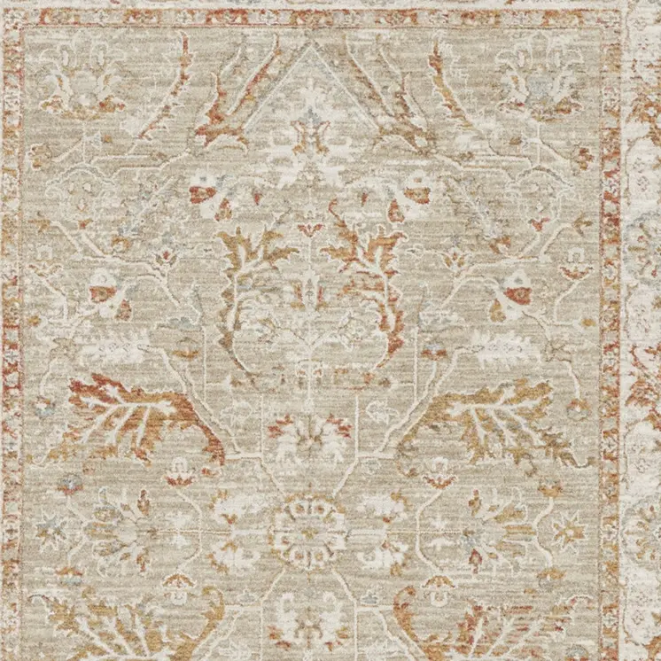 5' X 8' Green Floral Power Loom Distressed Area Rug
