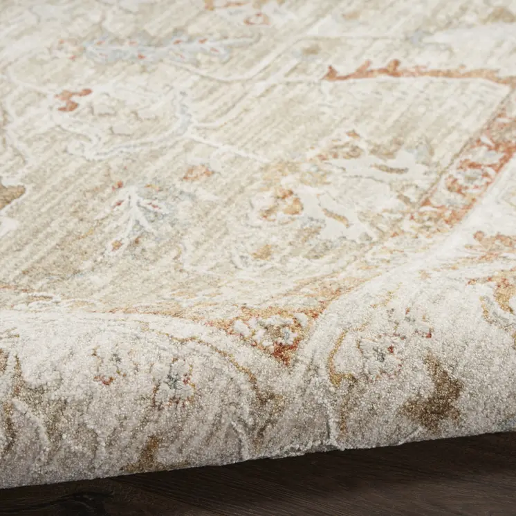 5' X 8' Green Floral Power Loom Distressed Area Rug