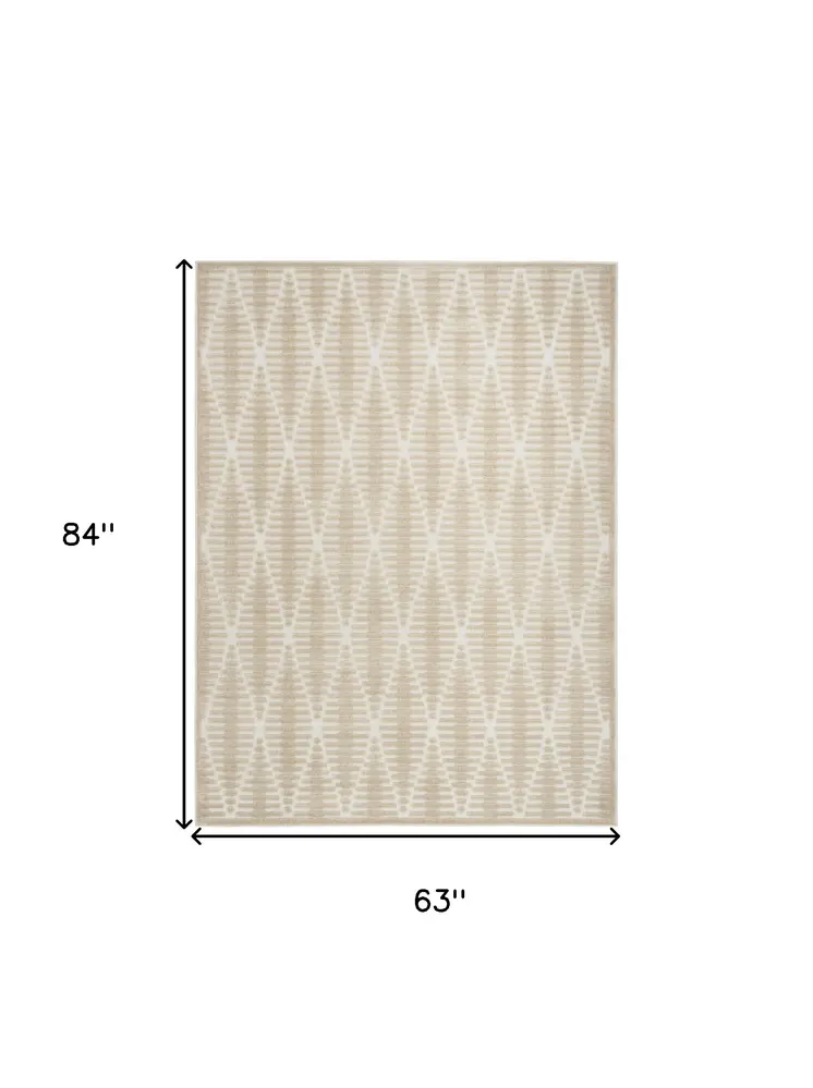5' X 7' Beige Geometric Area Rug