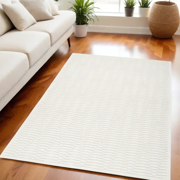 5' X 7' Ivory Geometric Area Rug