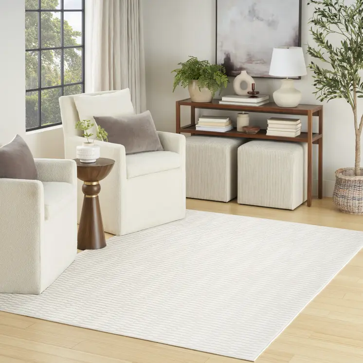 5' X 7' Ivory Geometric Area Rug