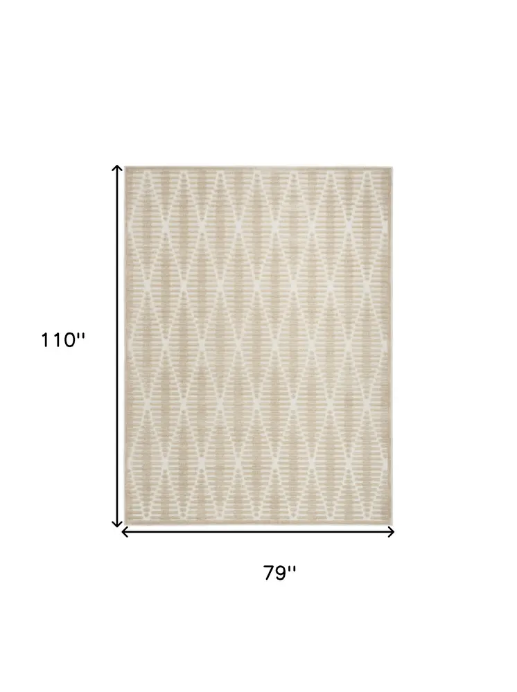 7' X 9' Beige Geometric Area Rug