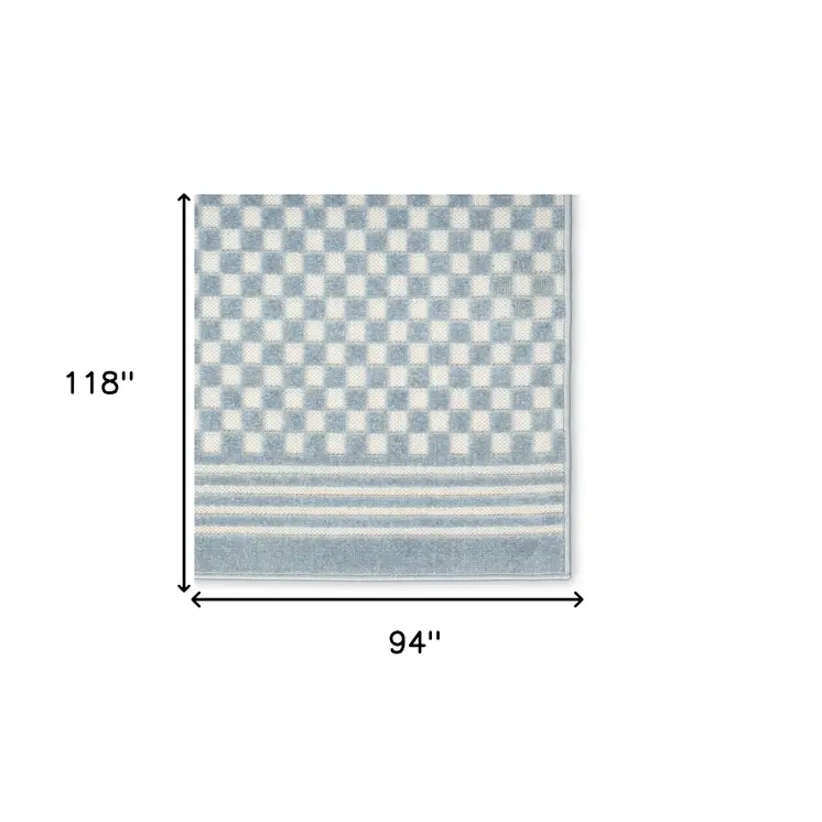 8' X 10' Blue Geometric Area Rug