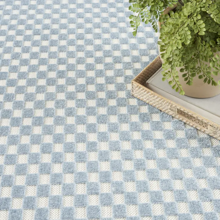 8' X 10' Blue Geometric Area Rug