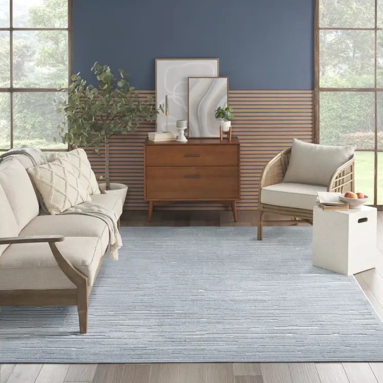 8' X 10' Blue Geometric Area Rug