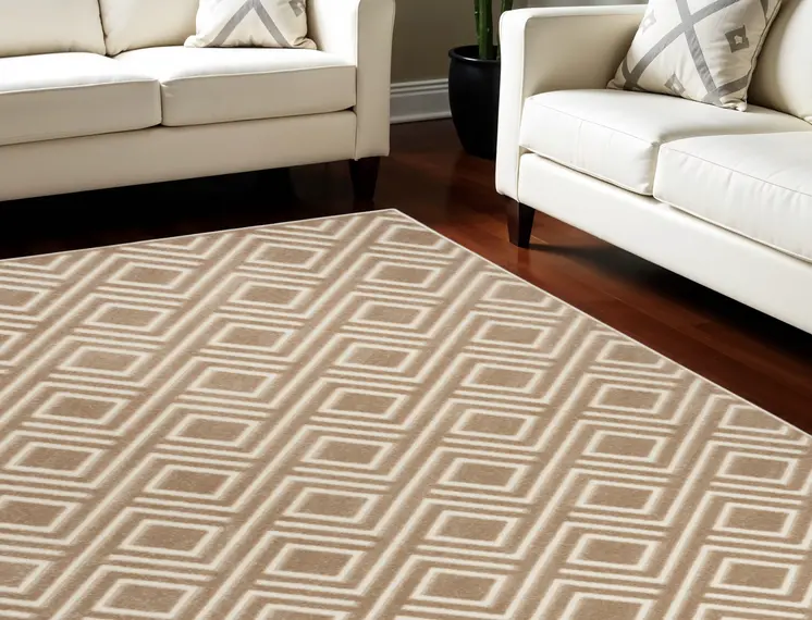 8' X 10' Brown Geometric Area Rug